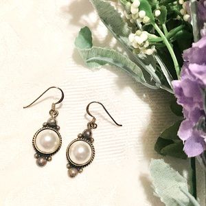 Vintage Sterling/925 Pearl Dangle Earring